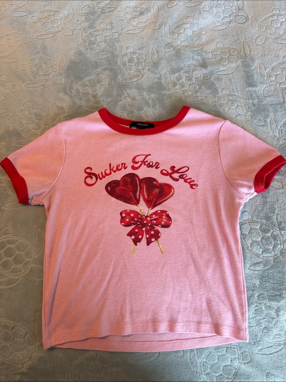 Sucker For Love Pink & Red Forever 21 Tee